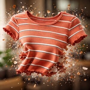 American EAGLE. Size M Striped Orange Ruffle Hem Crop Top